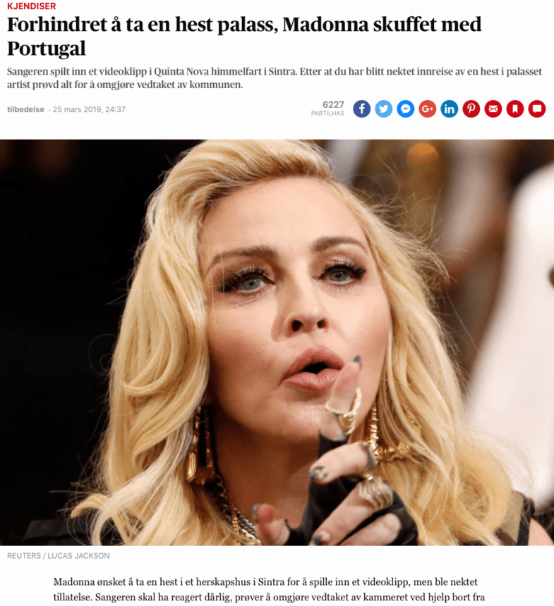 Ble nektet å ta med hest inn i palass – Madonna ble sur